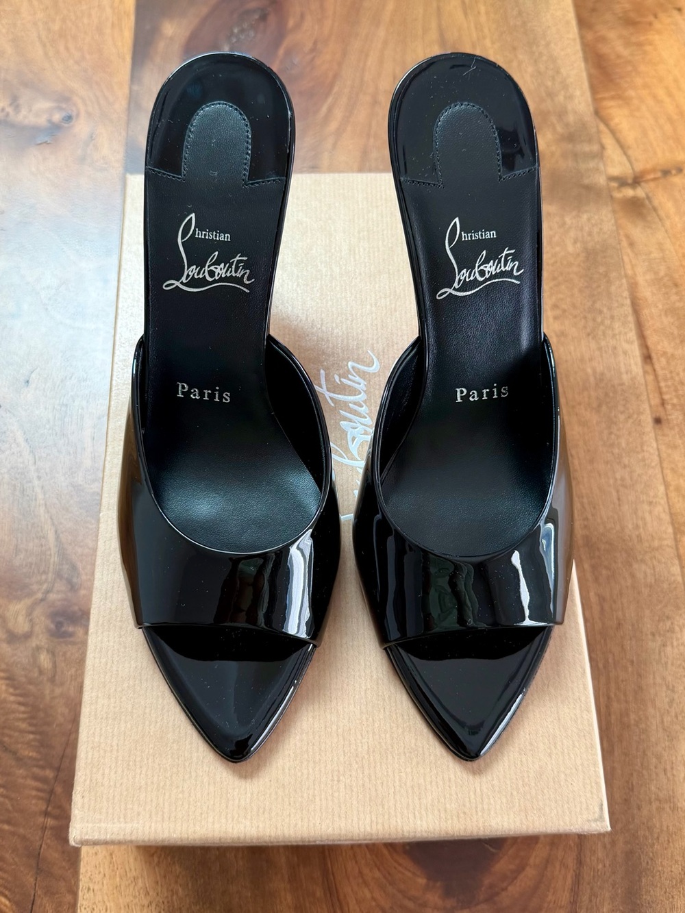 Christian Louboutin Miss Z Patent Black 80mm Mule 38.5 brand new - Picture 2 of 5